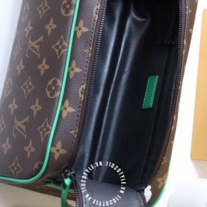 Túi LV trống Louis Vuitton nam hàng hiệu viền kẻ xanh lá cao cấp - Ảnh 8