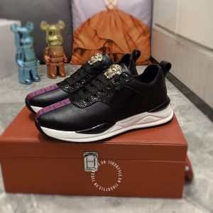 Giày hàng hiệu Versace thể thao nam màu đen logo kim loại - Ảnh 5