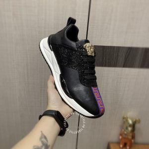 Giày hàng hiệu Versace thể thao nam màu đen logo kim loại - Ảnh 6