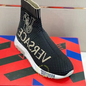Giày hàng hiệu Versace Sneaker Flyknit màu đen họa tiết chấm bi - Ảnh 5