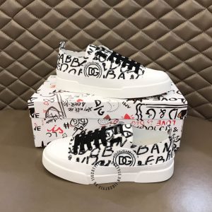 Giày Dolce & Gabbana sneaker màu trắng chữ đen hàng hiệu - Ảnh 2