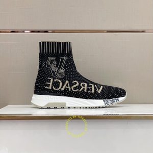 Giày hàng hiệu Versace Sneaker Flyknit màu đen họa tiết chấm bi - Ảnh 4