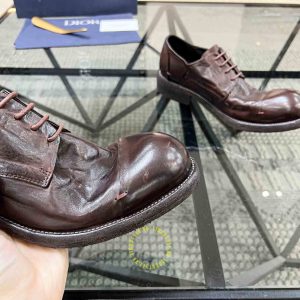 Giày nam hàng hiệu Dior da mềm màu đỏ đô cao cấp - Ảnh 5