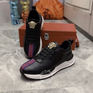Giày hàng hiệu Versace thể thao nam màu đen logo kim loại - Ảnh 2