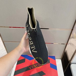 Giày hàng hiệu Versace Sneaker Flyknit màu đen họa tiết chấm bi - Ảnh 6