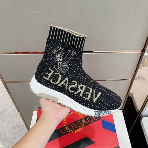 Giày hàng hiệu Versace Sneaker Flyknit màu đen họa tiết chấm bi - Ảnh 7