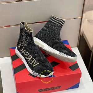 Giày hàng hiệu Versace Sneaker Flyknit màu đen họa tiết chấm bi - Ảnh 3