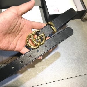 Belt Gucci nữ mặt vàng dây da màu đen rep 1:1 chính hãng - Ảnh 6