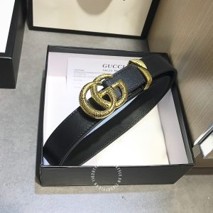 Belt Gucci nữ mặt vàng dây da màu đen rep 1:1 chính hãng - Ảnh 3