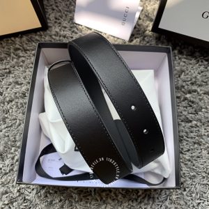 Belt Gucci nữ mặt vàng đính đá dây da đen trơn hàng hiệu - Ảnh 8