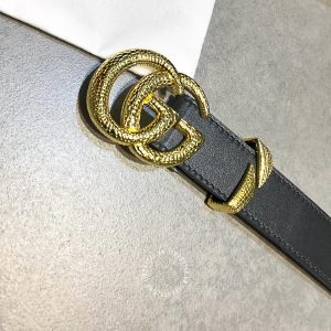 Belt Gucci nữ mặt vàng dây da màu đen rep 1:1 chính hãng - Ảnh 5