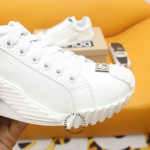 Giày sneaker D&G màu trắng trơn logo kim loại fake loại chuẩn 1:1 - Ảnh 8