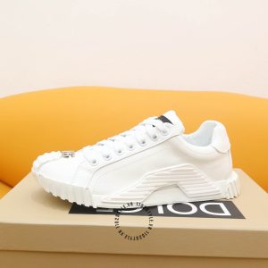 Giày sneaker D&G màu trắng trơn logo kim loại fake loại chuẩn 1:1 - Ảnh 4