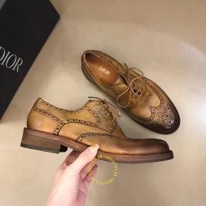 Giày hàng hiệu Dior Brogue nam màu nâu da bò super fake - Ảnh 3