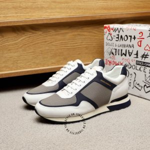 Sneaker unisex D&G màu trắng viền xanh đen hàng hiệu - Ảnh 2