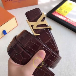 Dây lưng cao cấp Louis Vuitton khóa bấm màu vàng rep 1:1 chính hãng - Ảnh 2