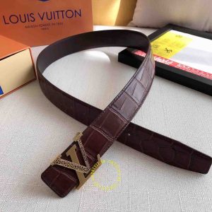 Dây lưng cao cấp Louis Vuitton khóa bấm màu vàng rep 1:1 chính hãng - Ảnh 4