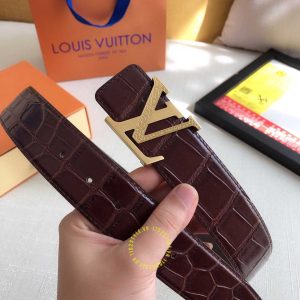 Dây lưng cao cấp Louis Vuitton khóa bấm màu vàng rep 1:1 chính hãng - Ảnh 3