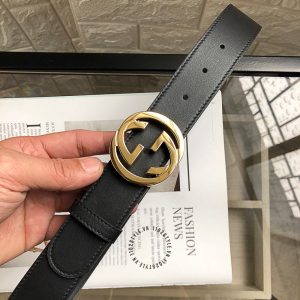 Dây lưng Gucci nam mặt khóa vàng dây da trơn hàng hiệu - Hình ảnh 5