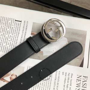 Dây lưng Gucci nam mặt khóa màu bạc dây da đen trơn cao cấp - Ảnh 6