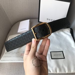 Dây lưng Gucci nam mặt khóa vàng dây họa tiết Monogram - Ảnh 2