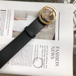 Dây lưng Gucci nam mặt khóa vàng dây da trơn hàng hiệu - Hình ảnh 4