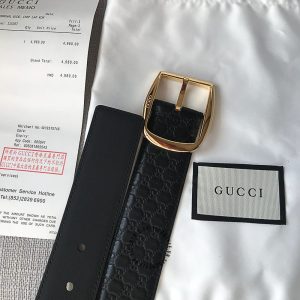 Dây lưng Gucci nam mặt khóa vàng dây họa tiết Monogram - Ảnh 8