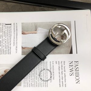Dây lưng Gucci nam mặt khóa màu bạc dây da đen trơn cao cấp - Ảnh 7