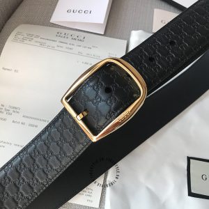 Dây lưng Gucci nam mặt khóa vàng dây họa tiết Monogram - Ảnh 6