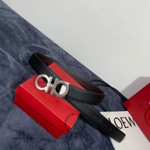 Dây lưng nam Salvatore Ferragamo màu đen mặt bạc cao cấp - Hình ảnh 9