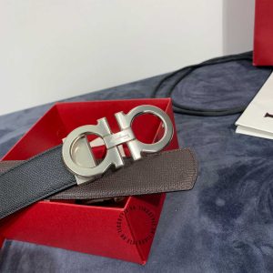 Dây lưng nam Salvatore Ferragamo màu đen mặt bạc cao cấp - Hình ảnh 4