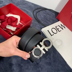 Dây lưng nam Salvatore Ferragamo màu đen mặt bạc cao cấp - Hình ảnh 3