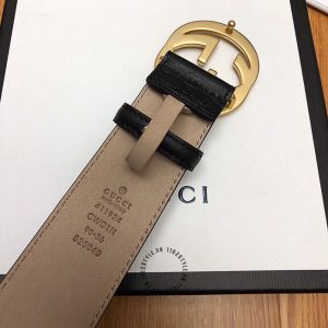 Dây lưng nam Gucci mặt khóa màu vàng dây da đen hàng hiệu - Ảnh 8