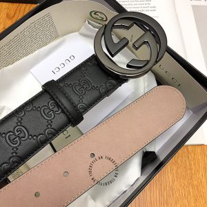 Dây lưng nam hàng hiệu Gucci mặt khóa màu đen chì replica 1:1 - Ảnh 7