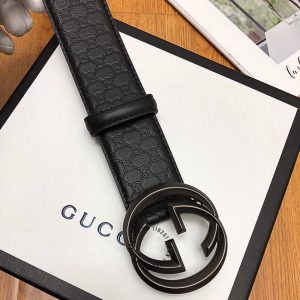 Dây lưng nam hàng hiệu Gucci mặt khóa đen dây da rep 1:1 - Ảnh 6
