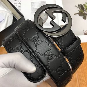 Dây lưng nam hàng hiệu Gucci mặt khóa màu đen chì replica 1:1 - Ảnh 3