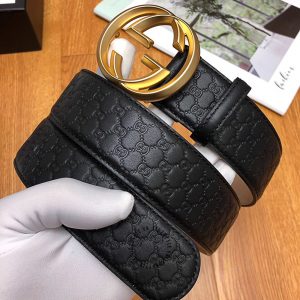 Dây lưng nam Gucci mặt khóa màu vàng dây da đen hàng hiệu - Ảnh 2