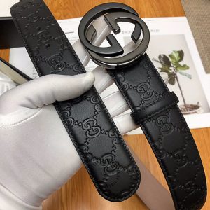 Dây lưng nam hàng hiệu Gucci mặt khóa màu đen chì replica 1:1 - Ảnh 4