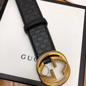 Dây lưng nam Gucci mặt khóa màu vàng dây da đen hàng hiệu - Ảnh 6