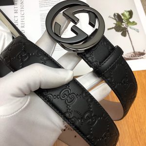 Dây lưng nam hàng hiệu Gucci mặt khóa màu đen chì replica 1:1 - Ảnh 2