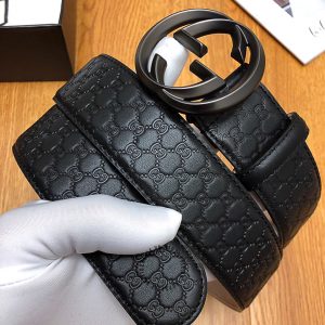 Dây lưng nam hàng hiệu Gucci mặt khóa đen dây da rep 1:1 - Ảnh 2