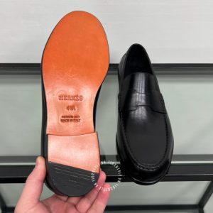 Giày Loafer Hermes nam màu đen kiểu dáng tối giản sang trọng - Hình ảnh 7
