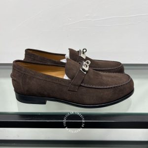 Giày Loafer Hermes nam da lộn màu nâu phiên bản cao cấp - Hình ảnh 7