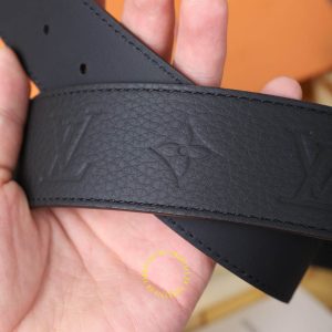 Dây nịt da nam hàng hiệu Louis Vuitton mặt khóa bấm đen nhám - Ảnh 5