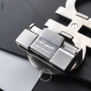 Dây nịt Salvatore Ferragamo dây da sần mặt khoá bạc - Hình ảnh 6