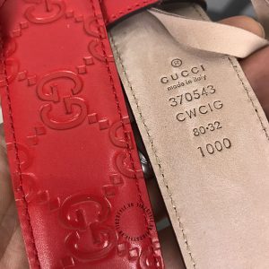Dây nịt Gucci nữ mặt khóa vàng dây da màu đỏ họa tiết cao cấp - Ảnh 7