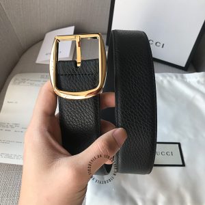 Dây nịt Gucci nam mặt khóa vàng dây da đen fake 1:1 - Ảnh 6