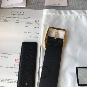 Dây nịt Gucci nam mặt khóa vàng dây da đen fake 1:1 - Ảnh 7