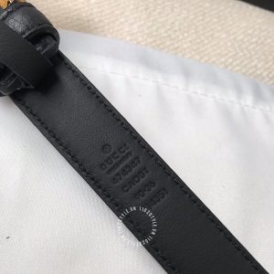 Dây nịt Gucci nữ mặt vàng khóa bấm dây da đen rep 1:1 - Ảnh 6