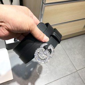 Dây nịt Gucci nữ mặt màu bạc đính đá hàng hiệu cao cấp - Ảnh 2